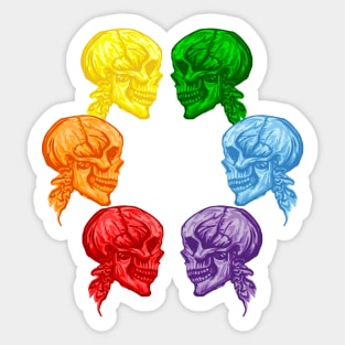 Artsy Rainbow Skulls in Love Sticker